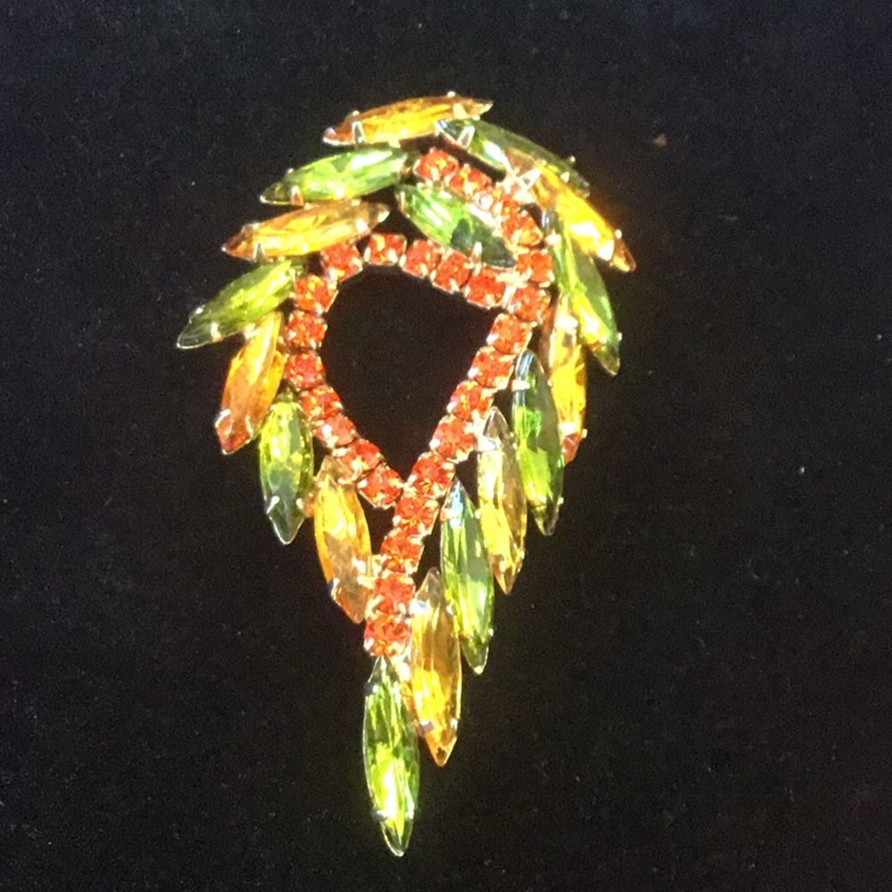 VINTAGE! MULTICOLOR RHINESTONE BROOCH